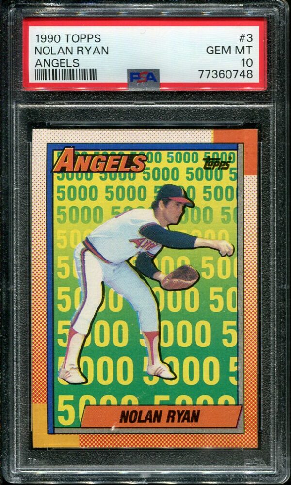 Authentic 1990 Topps #3 Nolan Ryan PSA 10 Baseball Card
