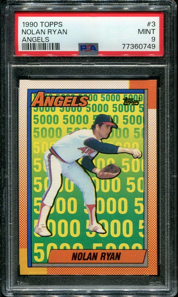 Authentic 1990 Topps #3 Nolan Ryan PSA 9 Baseball Card