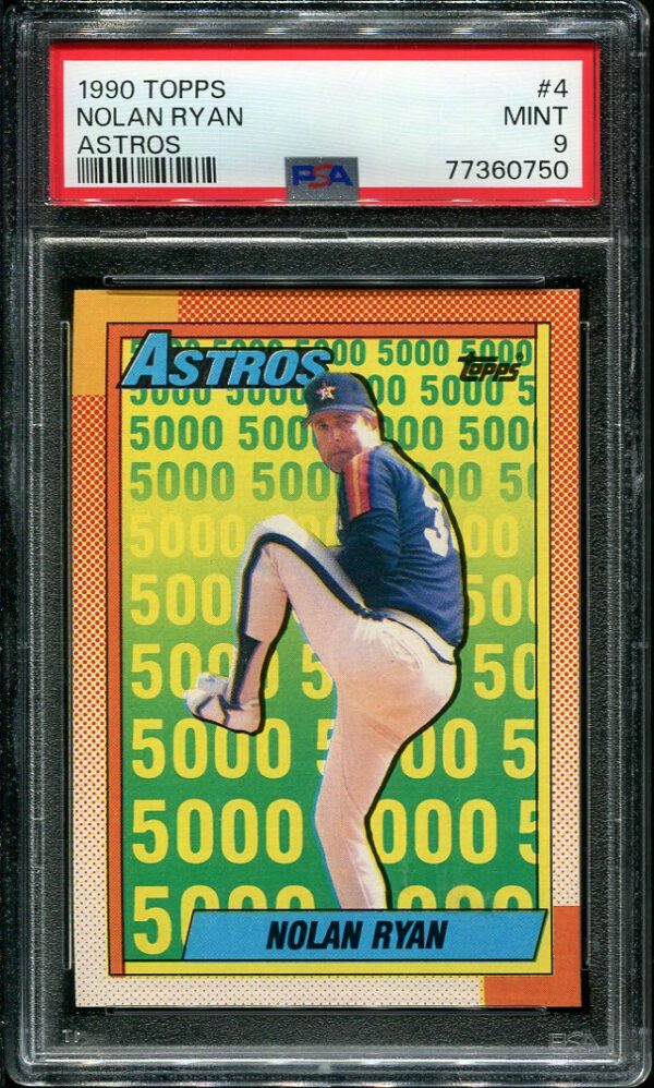 Authentic 1990 Topps #4 Nolan Ryan PSA 9 Baseball Card