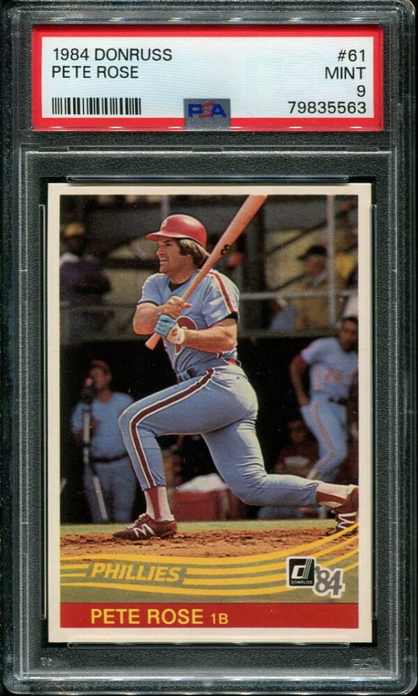 Authentic 1984 Donruss #61 Pete Rose PSA 9 Baseball Card