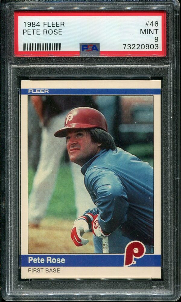 Authentic 1984 Fleer #46 Pete Rose PSA 9 Baseball Card