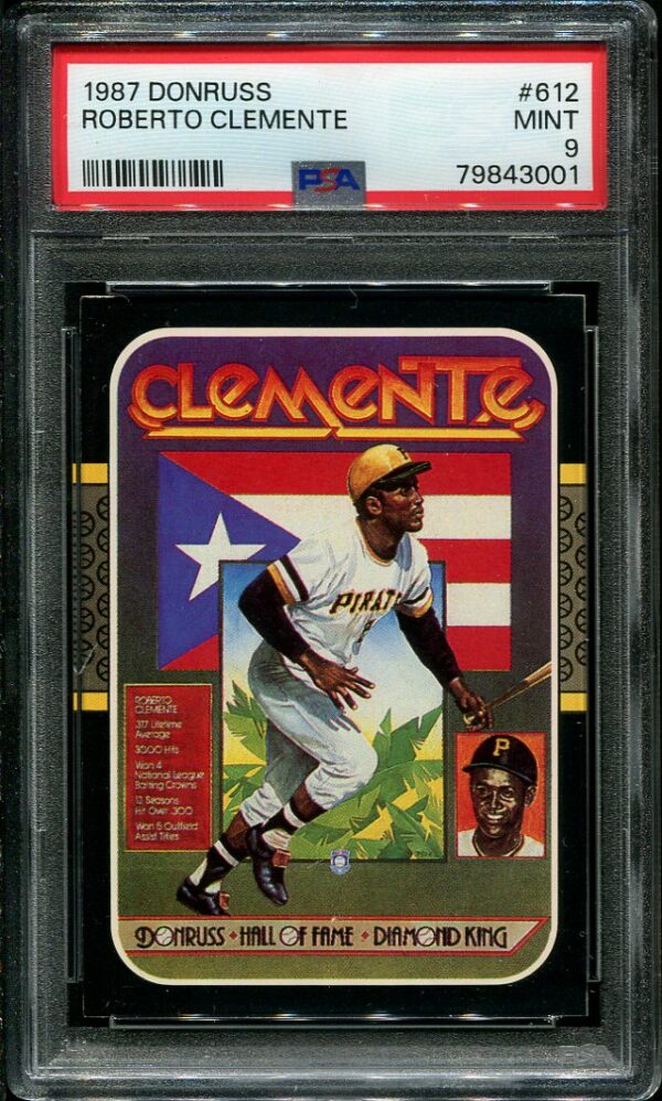 Authentic 1987 Donruss #612 Roberto Clemente PSA 9 Baseball Card