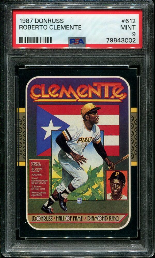 Authentic 1987 Donruss #612 Roberto Clemente PSA 9 Baseball Card