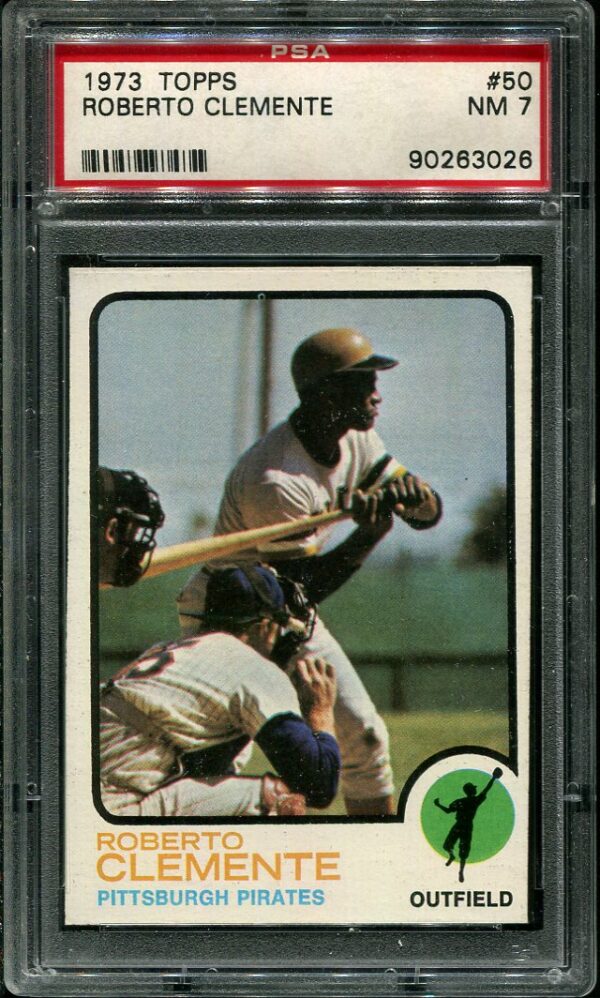 Authentic 1973 Topps #50 Roberto Clemente PSA 7 Baseball Card