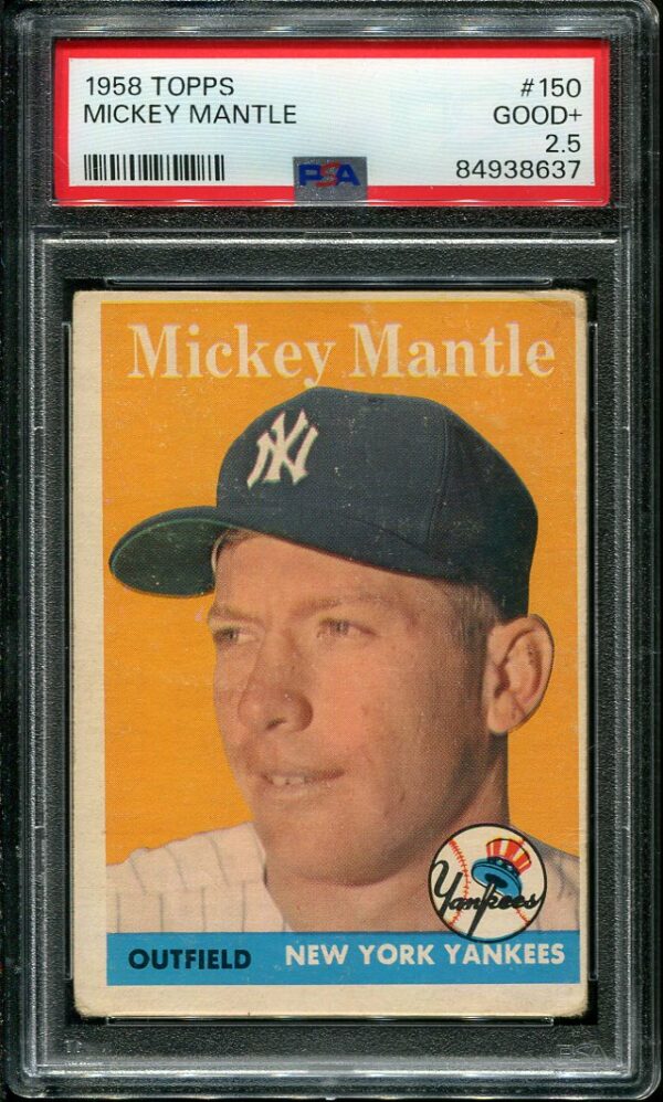 Authentic Mickey Mantle 1958 Topps #150 PSA 2.5 Baseball Card