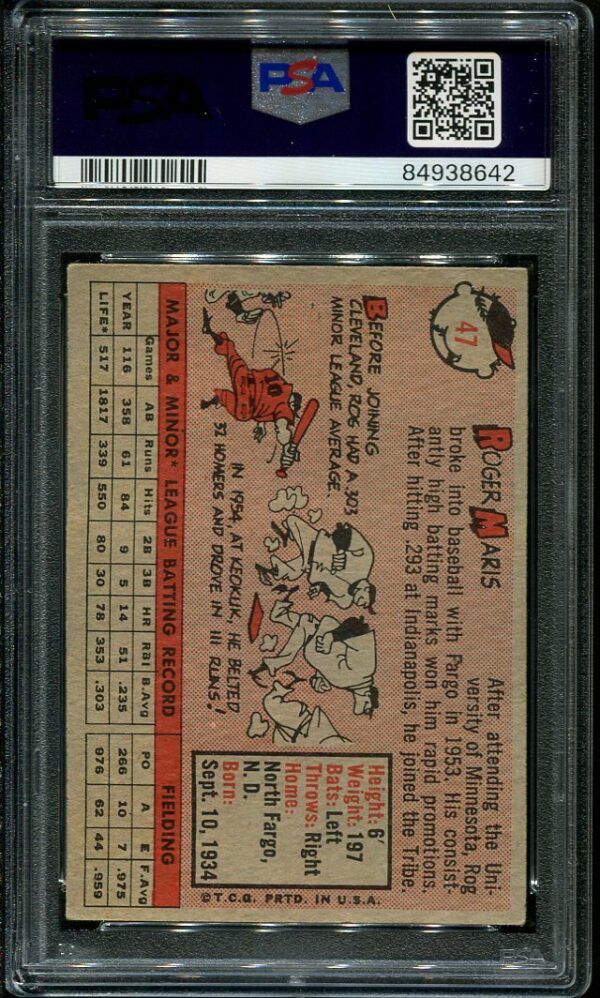 1958 Topps #47 Roger Maris PSA 2 Rookie Baseball Card