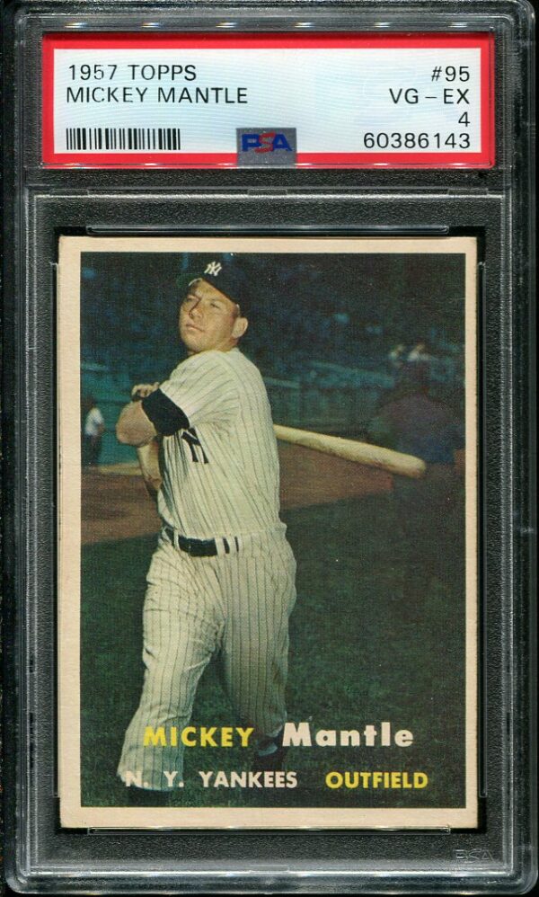 Authentic 1957 Topps #95 Mickey Mantle PSA 4 Baseball Card