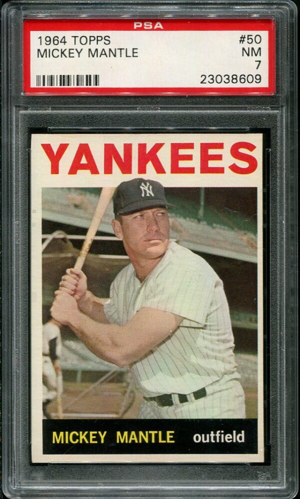 Authentic 1964 Topps #50 Mickey Mantle PSA 7 Baseball Card