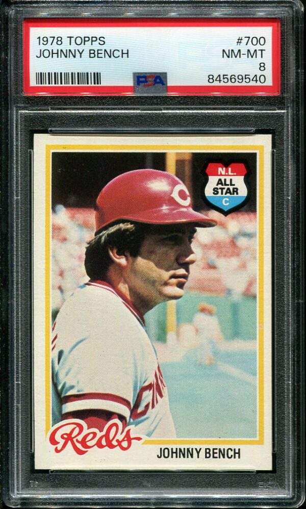 Authentic 1978 Topps #700 Johnny Bench PSA 8 Baseball Card