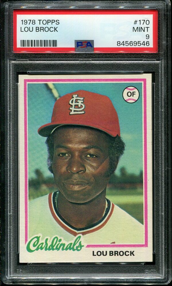 Authentic 1978 Topps #170 Lou Brock PSA 9 Baseball Card