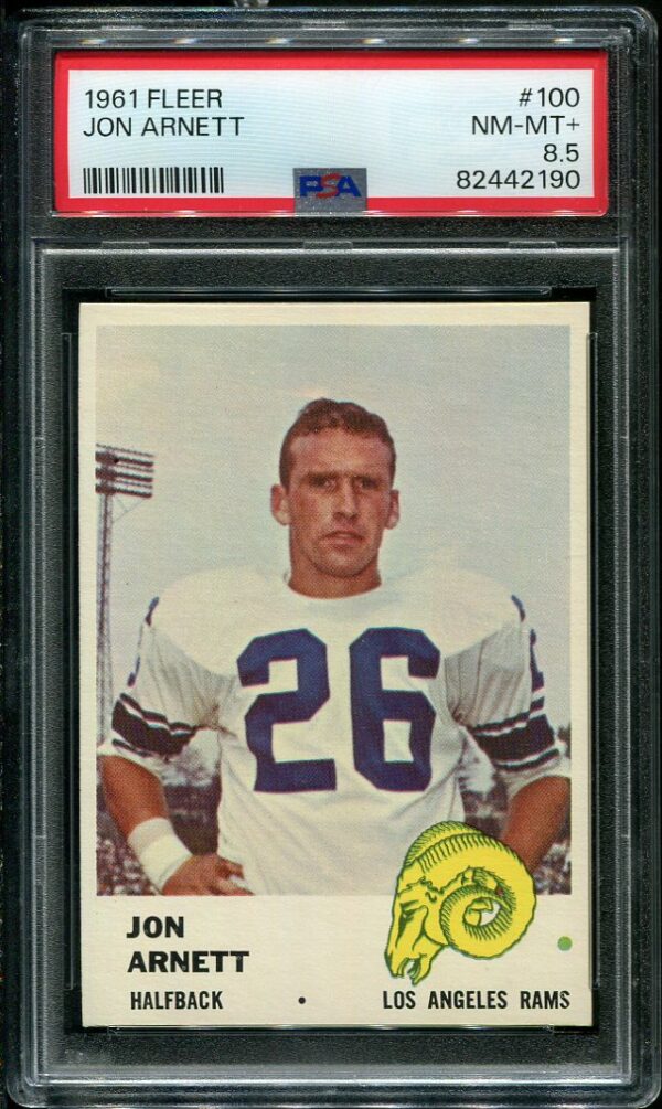 Authentic 1961 Fleer #100 Jon Arnett PSA 8.5 Football Card