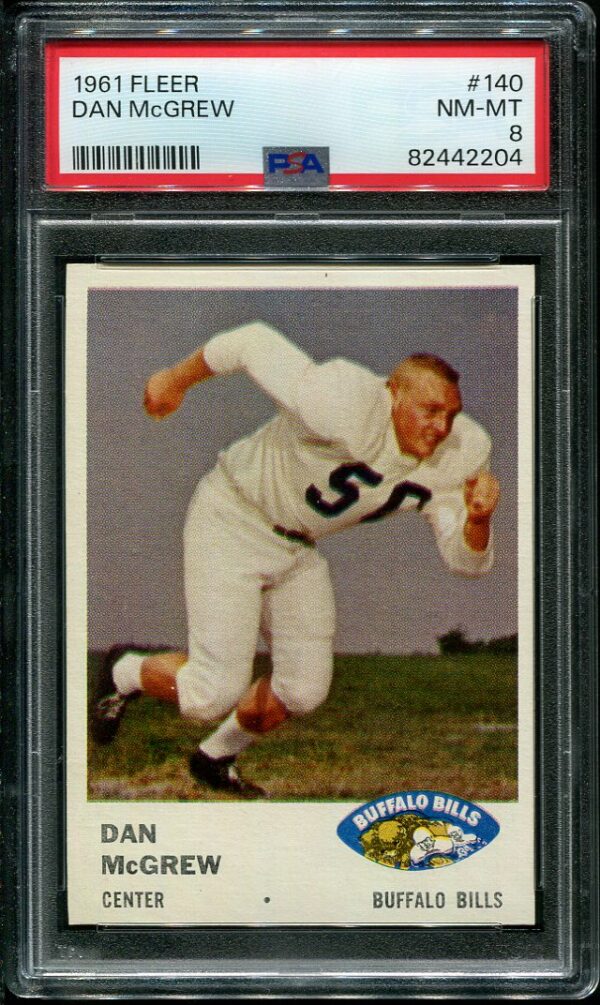 Authentic 1961 Fleer #140 Dan McGrew PSA 8 Football Card