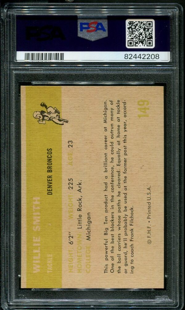 Authentic 1961 Fleer #4149 Willie Smith PSA 9 Football Card