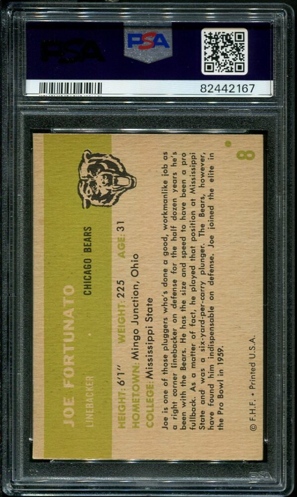 Authentic 1961 Fleer #48 Joe Fortunato PSA 6 Football Card