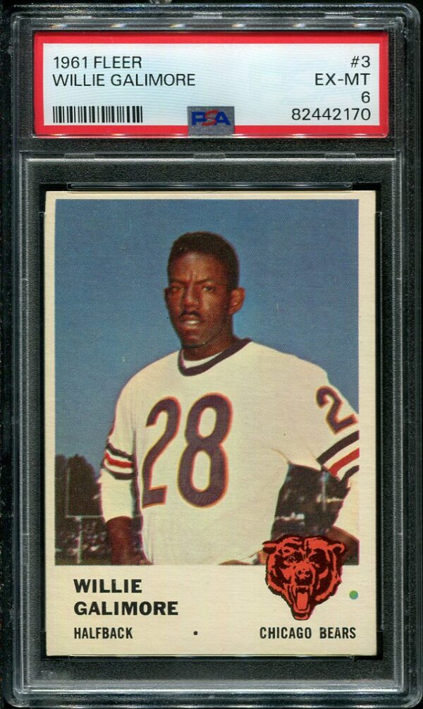 Authentic 1961 Fleer #3 Willie Galimore PSA 6 Football Card