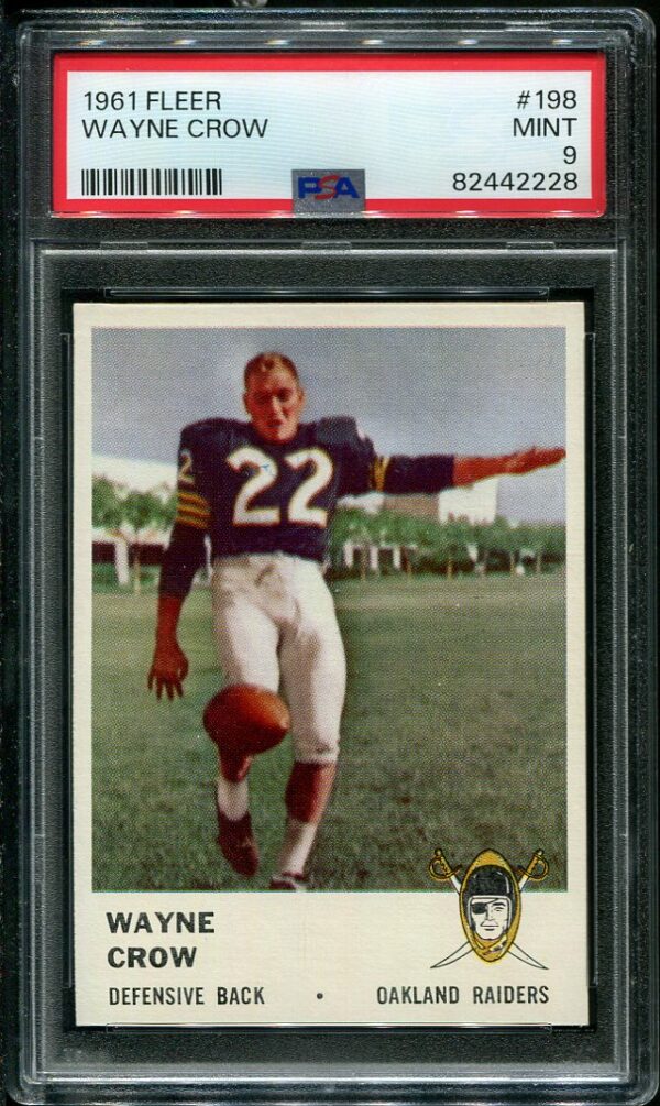 Authentic 1961 Fleer #198 Wayne Crow PSA 9 Football Card