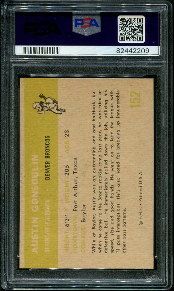 Authentic 1961 Fleer #152 Goose Gonsoulin PSA 9 Football Card