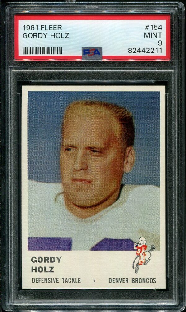 Authentic 1961 Fleer #154 Gordy Holz PSA 9 Football Card