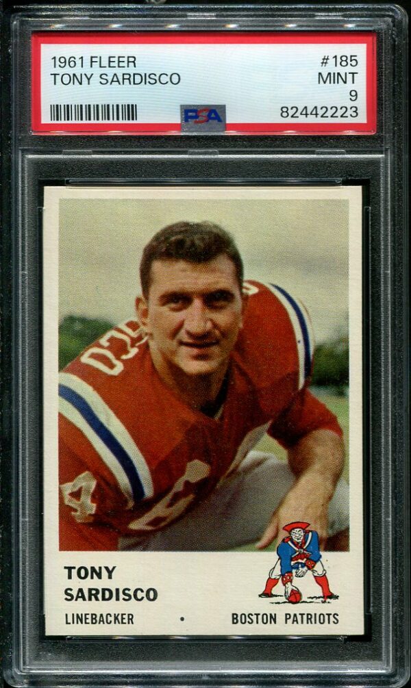 Authentic 1961 Fleer #185 Tony Sardisco PSA 9 Football Card