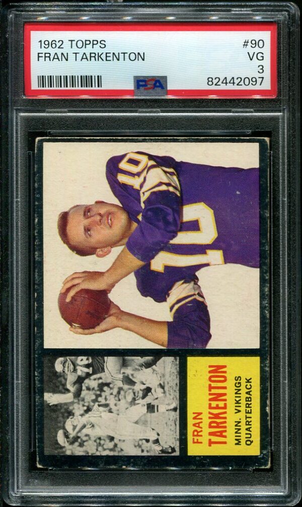 Authentic 1962 Topps #90 Fran Tarkenton PSA 3 Rookie Football Card