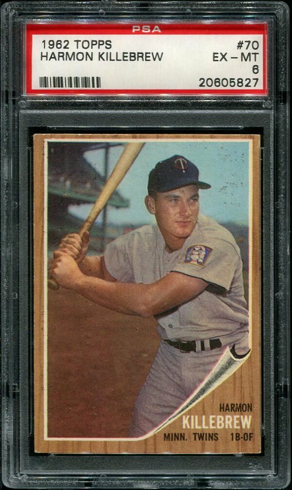 Authentic 1962 Topps #70 Harmon Killebrew PSA 6 Baseball Card