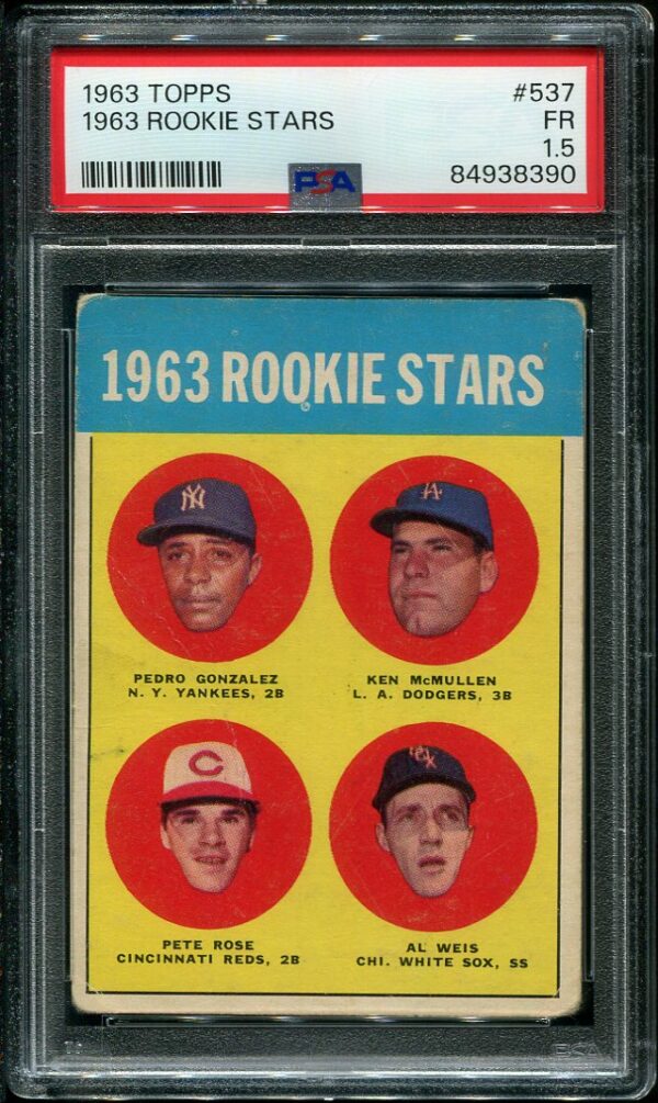 Authentic 1963 Topps #537 Pete Rose PSA 1.5 Rookie Baseball Card