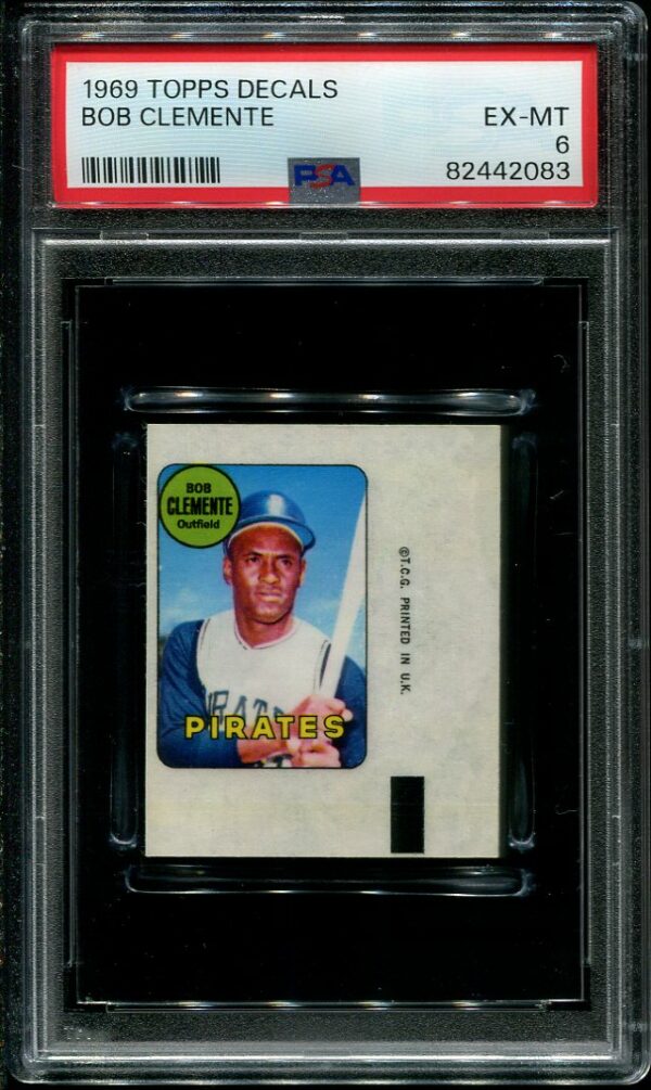 Authentic 1969 Topps Decals Roberto Clemente PSA 6 Baseball Card