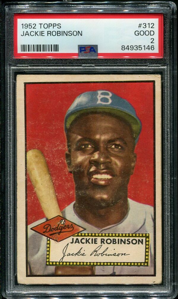 Authentic 1952 Topps #312 Jackie Robinson PSA 2 Baseball Card