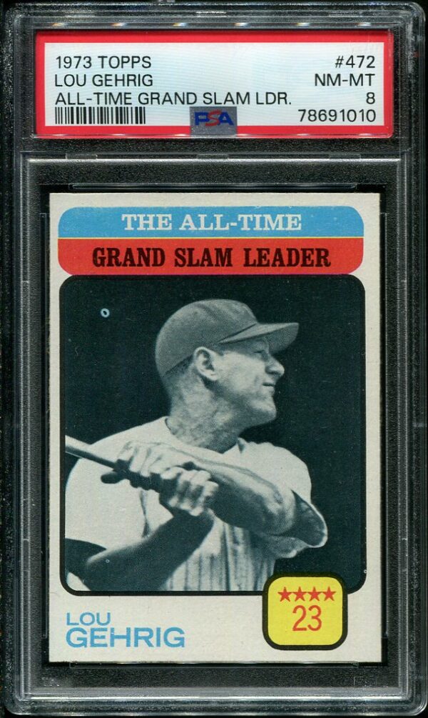 Authentic 1973 Topps #472 Lou Gehrig PSA 8 Baseball Card