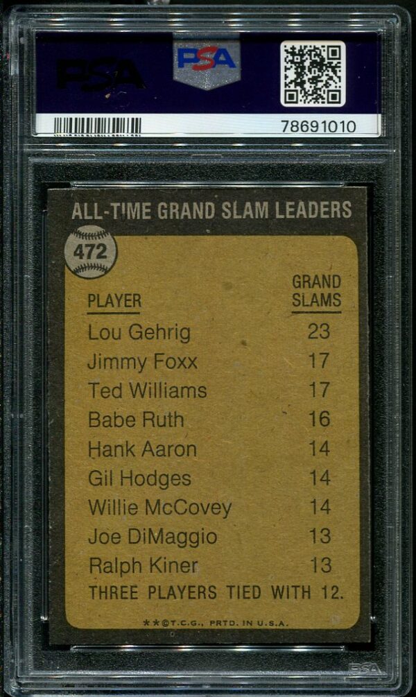 Authentic 1973 Topps #472 Lou Gehrig PSA 8 Baseball Card