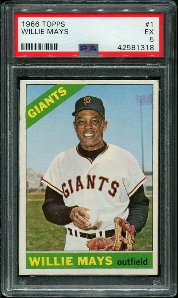 Authentic 1966 Topps #1 Willie Mays PSA 5 Baseball Card