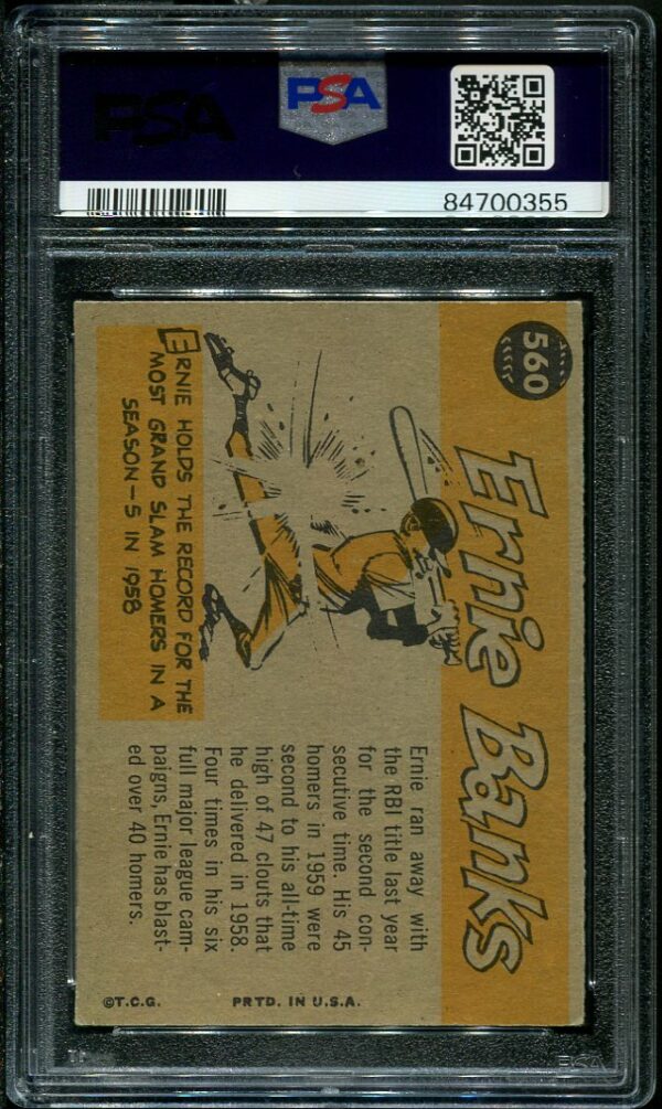 Authentic 1960 Topps #560 Ernie Banks All Star PSA 5 Baseball Card