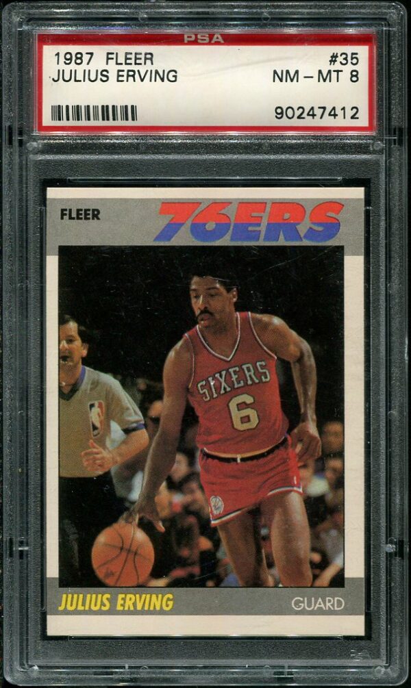 Authentic 1987 Fleer #35 Julius Erving PSA 8 Basketball Card