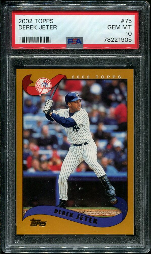 Authentic 2002 Topps #75 Derek Jeter PSA 10 Baseball Card