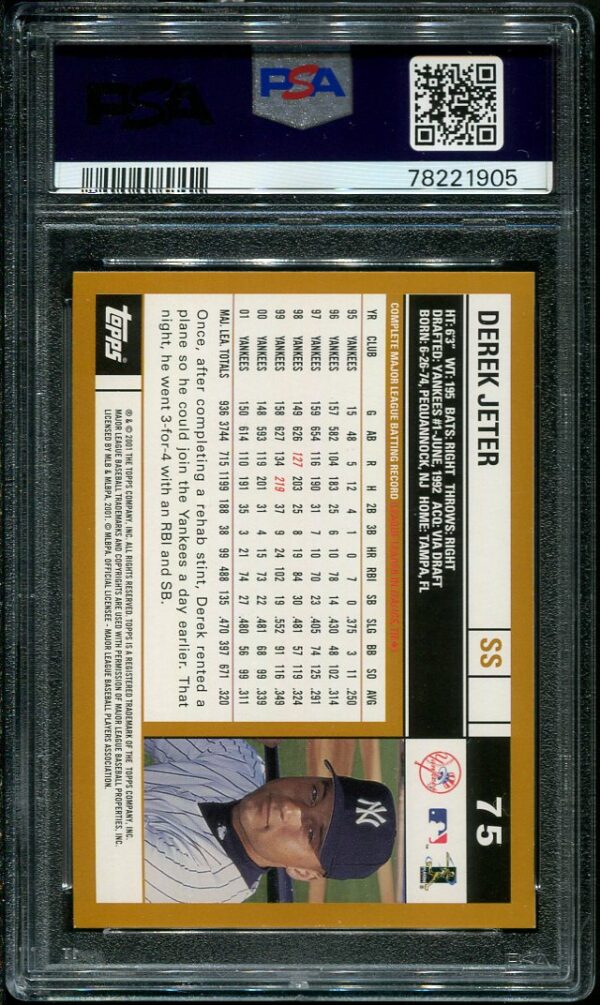Authentic 2002 Topps #75 Derek Jeter PSA 10 Baseball Card