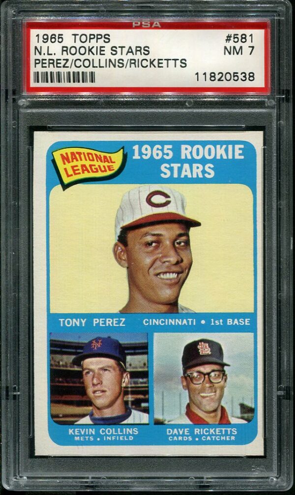 Authentic 1965 Topps #581 Tony Perez PSA 7 Rookie Baseball Card