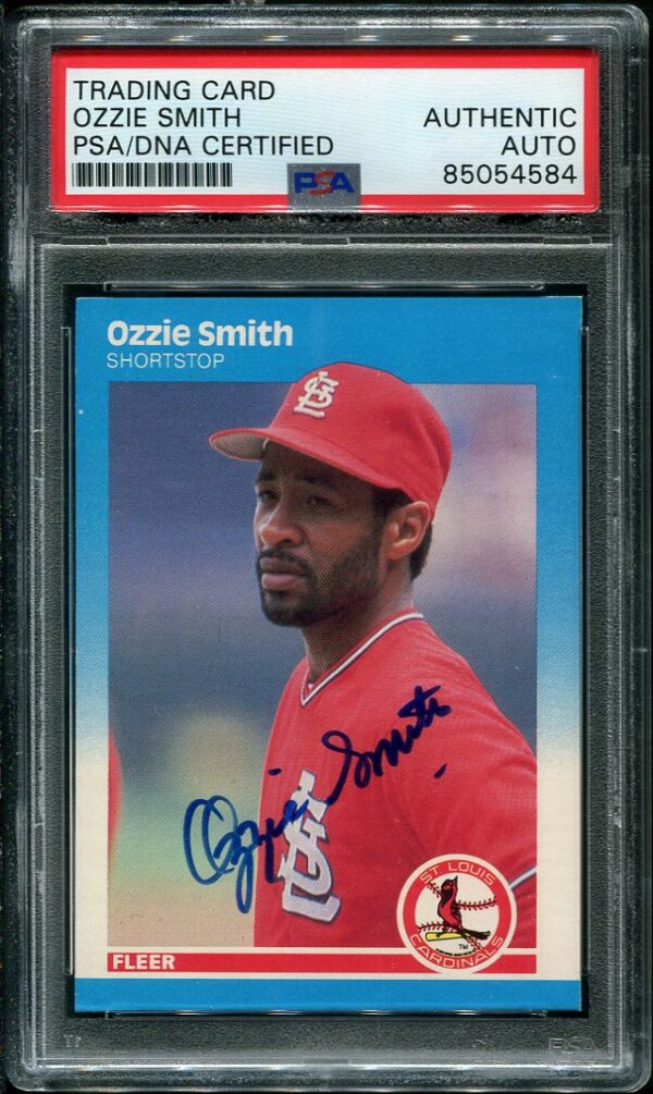 Authentic Autographed 1987 Fleer #308 Ozzie Smith Baseball Card