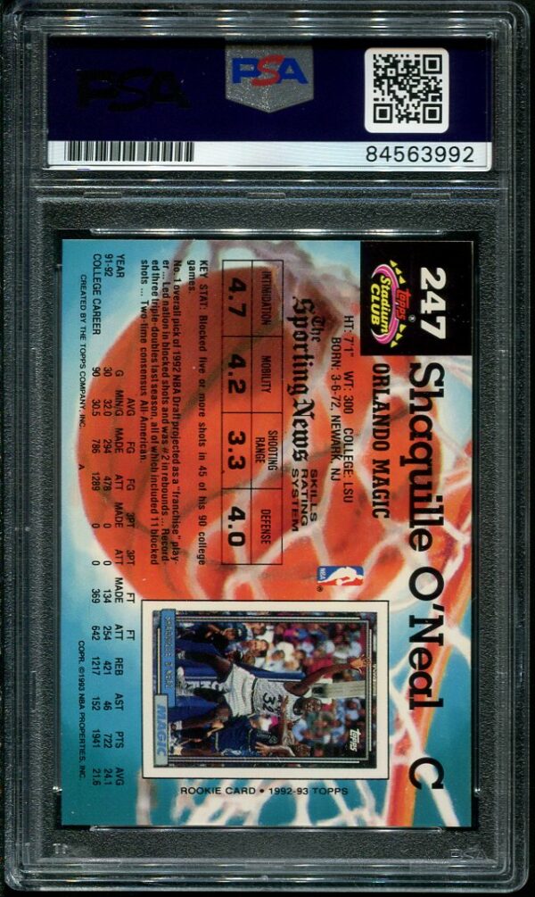 Authentic Autographed Shaquille O'Neal Rookie Basketball Card