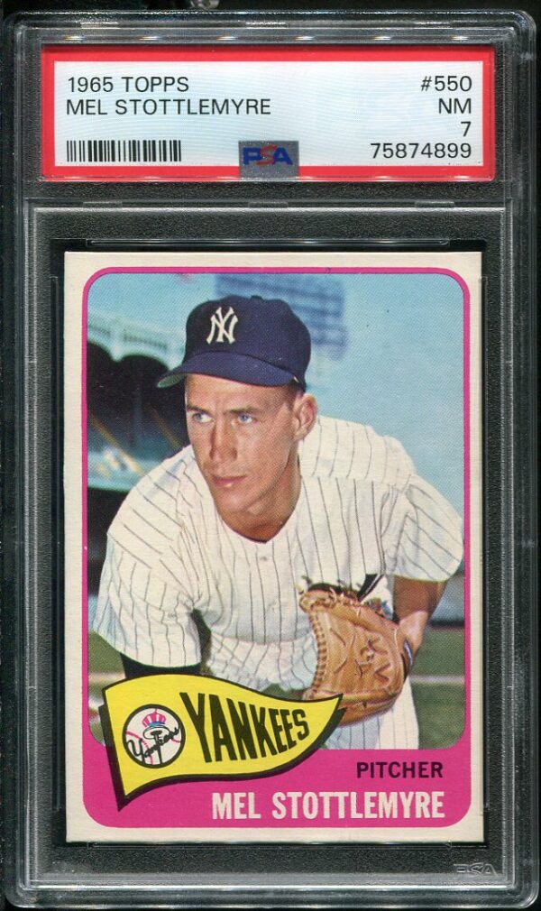 Authentic 1965 Topps #550 Mel Stottlemyre PSA 7 Baseball Card