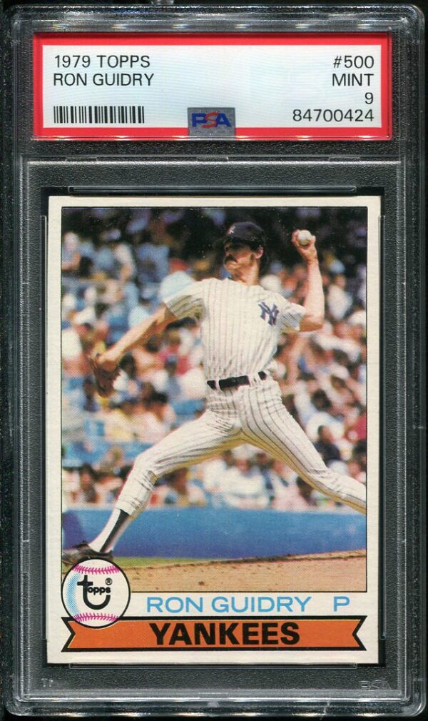 Authentic 1979 Topps #500 Ron Guidry PSA 9 Baseball Card