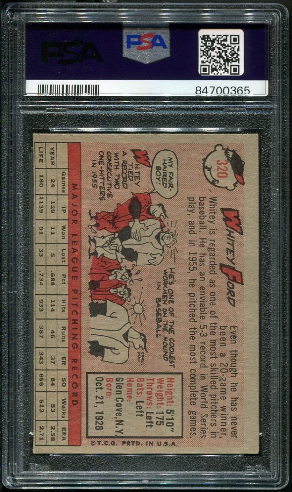 Authentic 1958 Topps #320 Whitey Ford PSA 5 Baseball Card