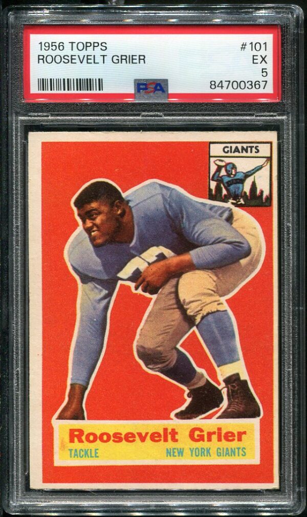 Authentic 1956 Topps #101 Roosevelt "Rosey" Grier PSA 5 Rookie Football Card