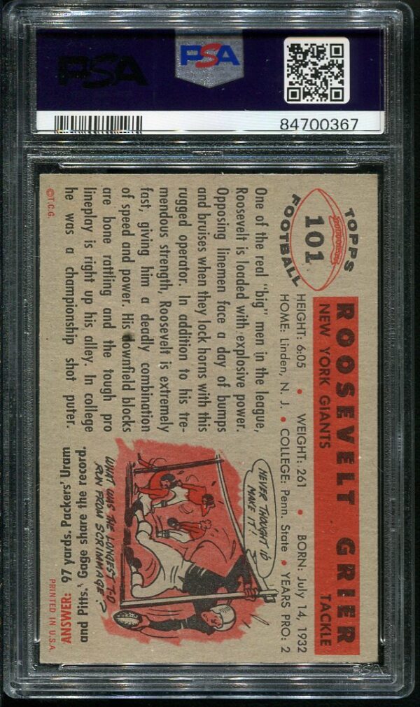 Authentic 1956 Topps #101 Roosevelt "Rosey" Grier PSA 5 Rookie Football Card
