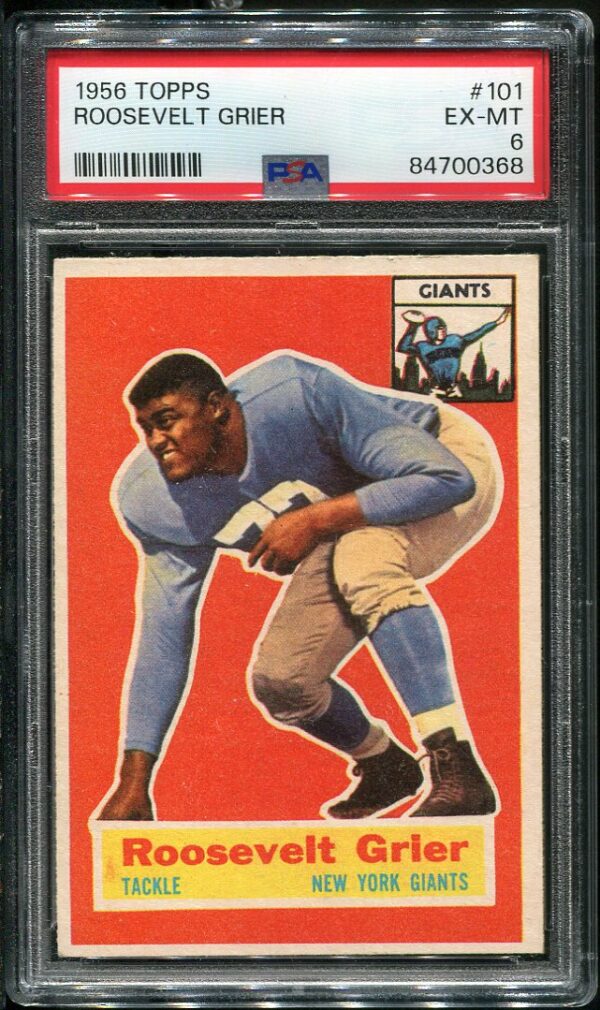 Authentic 1956 Topps #101 Roosevelt "Rosey" Grier PSA 6 Rookie Football Card