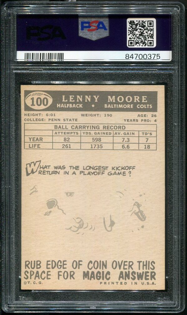 Authentic 1959 Topps #100 Lenny Moore PSA 6 Football Card