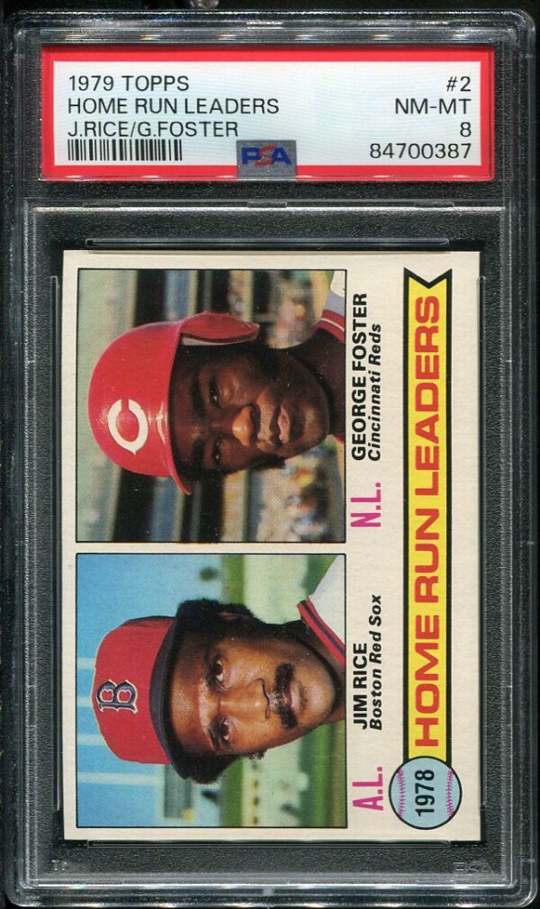 Authentic 1979 Topps #2 Home Run Leaders PSA 8 Baseball Card