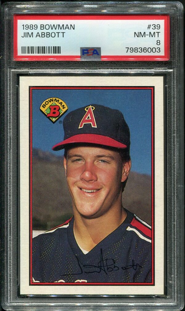 Authentic 1989 Bowman #39 Jim Abbott PSA 8 Rookie Baseball Card