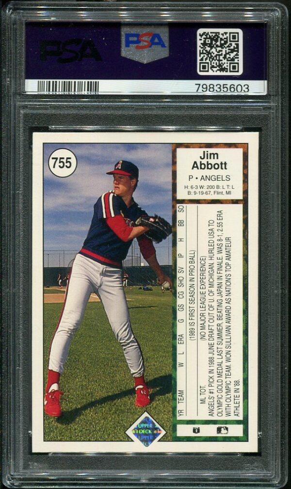 Authentic 1989 Upper Deck #755 Jim Abbott Rookie Baseball Card