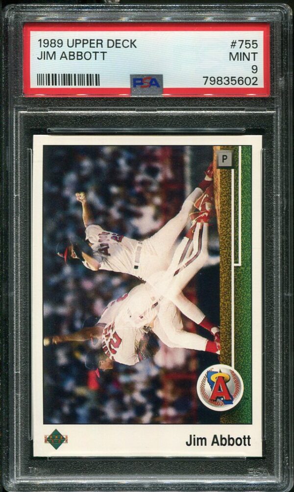 Authentic 1989 Upper Deck #755 Jim Abbott PSA 9 Rookie Baseball Card