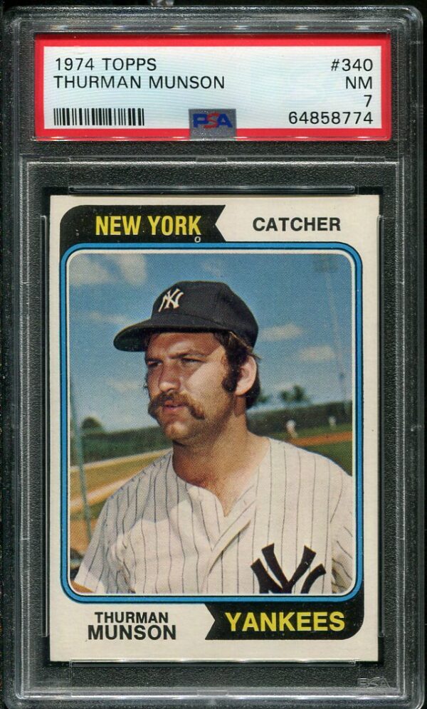 Authentic 1974 Topps #340 Thurman Munson PSA 7 Baseball Card